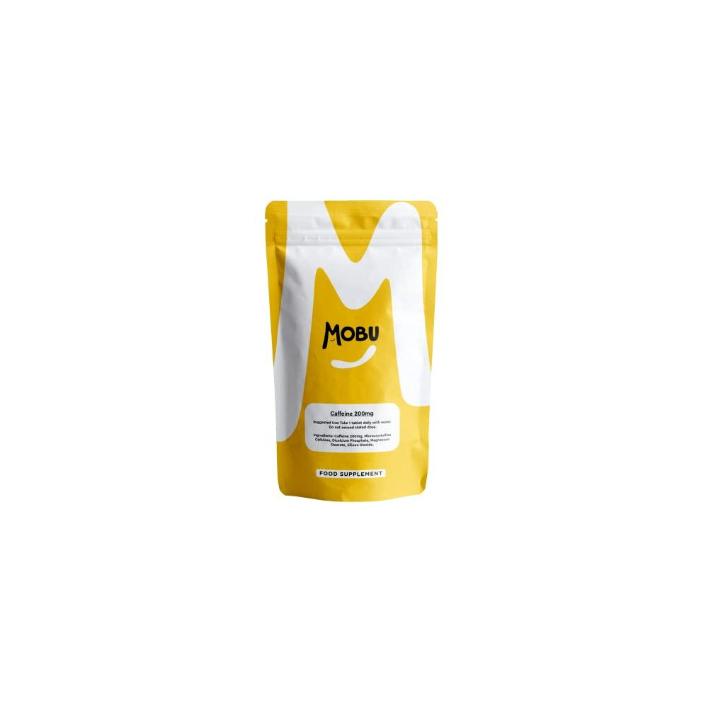 Mobu Caffeine Tablets 200Mg 120 Energy Tablets | Focus, Concentration, Energy Boost & Exercise Support Pre Workout | Improve Focus | Vegan Uk Made |
