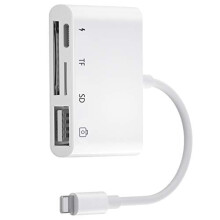 iPhone SD TF Card Reader, 4 in 1 iPhone USB Camera Connection Kit, iPhone USB Camera Adapter with Charging Port for iPhone 14/13/12/11/Xs XR X 8/7/Pad