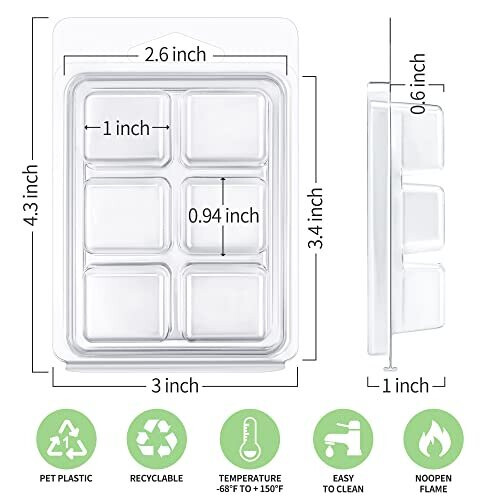 Wax Melt Packaging, Clear Plastic Wax Melt Moulds 30 Pcs 6 Cavities ...