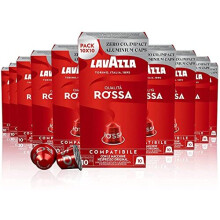 Lavazza, Qualità Rossa, 100 Aluminium Coffee Capsules Compatible with Nespresso Original Machines, Chocolate