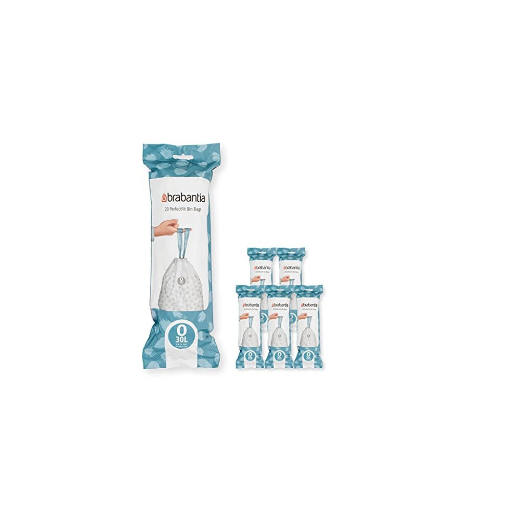 Brabantia PerfectFit Bin Liners, Tear-Resistant, Size O/30L (120 Bags) | Multipack, Tie Tape Drawstring Handles, Thick Plastic Trash Bags, Hassle-Free Changing, White With Blue Tie Handles - Image 3