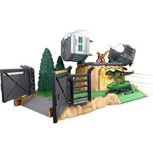 Jurassic World Dominion Minis: Giganotosaurus Rampage Playset with 2 Mini Dinosaurs, Break Apart Hilltop Building, Puck Launcher | Model HFF12