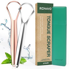 Tongue Scraper (2 Pack)，Tongue Cleaner Cure Bad Breath (Medical Grade), Tongue Cleaners Stainless Steel, 100% BPA Free Metal Tongue Scrapers for