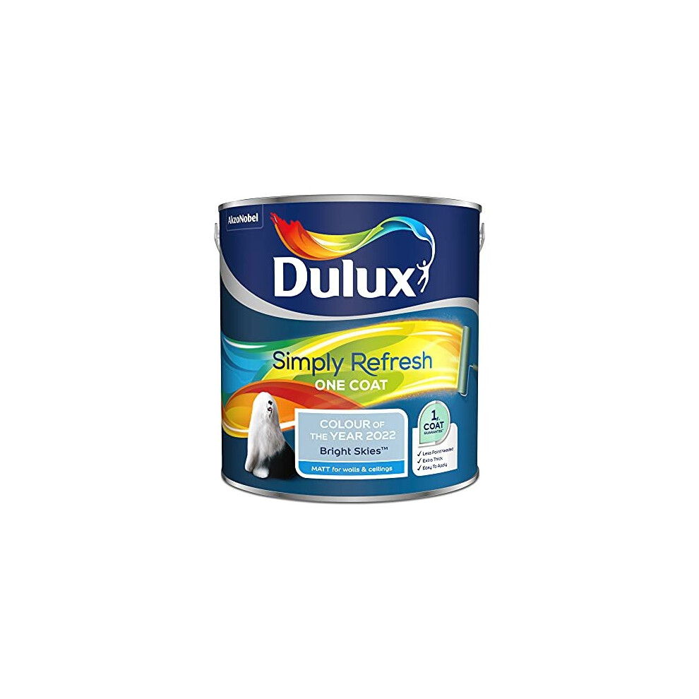 Dulux Simply Refresh One Coat Matt Emulsion Paint - Bright Skies - 2.5 Litre, 5599874