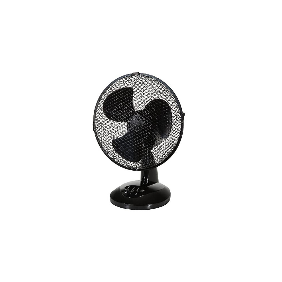 9" Inch, Portable Desk Fan, 2 Speed Settings, Wide-Angled Oscillation, Quiet Operation, Perfect for Bedroom or Office, Black - ZNPDF0921B