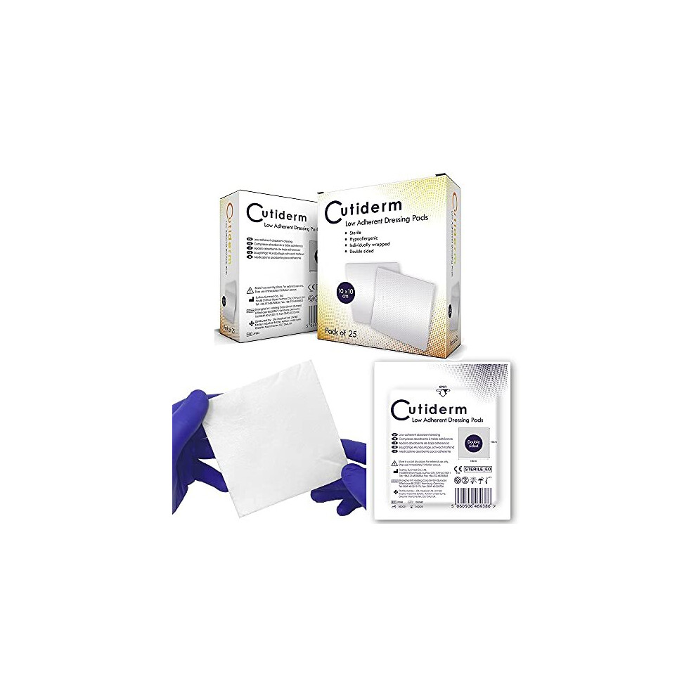 Cutiderm Low Adherent Sterile Absorbent Wound Dressing Pad 10Cm X 10Cm - Box Of 25