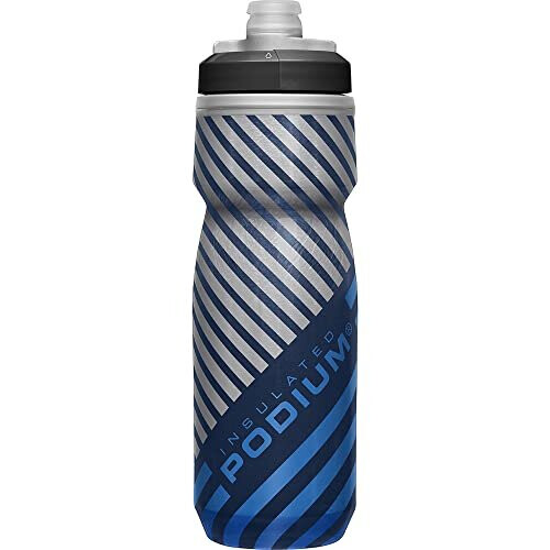 CamelBak CamelBak Podium Chill Insulated Bike Water Bottle - Easy Squeeze Bottle - Fits Most Bike Cages - 21oz Navy Stripe 2