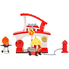 Let's Go Cozy Coupe Fire Station Playset For Tabletop & Floor Play - Includes Cozy Fire Truck, Rescue Hat, Barbecue Grill & Fire Hydrant - For