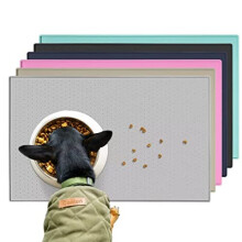 Dog Food Mat Cat Food Mat Silicone Rubber Mat, Anti-Slip Design, 100% Waterproof Pet Food Mat,Raised Edge to Avoid Water Or Food Spilling Out,