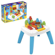 BLOKS Fisher-Price Toddler Building Blocks, Build n Tumble Activity Table with 25 Pieces and Storage, 1 Figure, Kids Age 1+ Years, HHM99