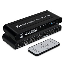 HDMI Switch 5 in 1 Out, 5 Port HDMI Switcher Selector Box IR Remote Control & Auto Switch, Support 4K@30Hz, HDR, HDCP, 3D, 1080P HDTV PS3 PS4 Xbox