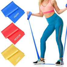 Resistance Bands Set, 3 Pack Elastic Exercise Band, 2M / 6.5 FT Stretch Bands with 3 Resistance Levels, Strength Training, Pilates, Yoga, Fitness, Red