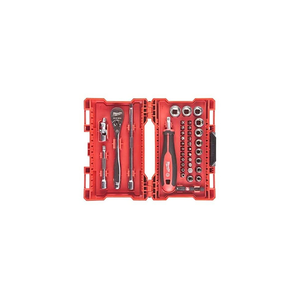 Milawaukee Ratchet, Socket and Bit Set 1/4 Inch 38 Pieces