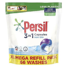 Non Bio 3 in 1 Laundry Detergent Washing Pods Capsules Tablets XL Mega Refill Pack (66 Wash) Upto 3 months supply, Gentle & Huggably Soft for