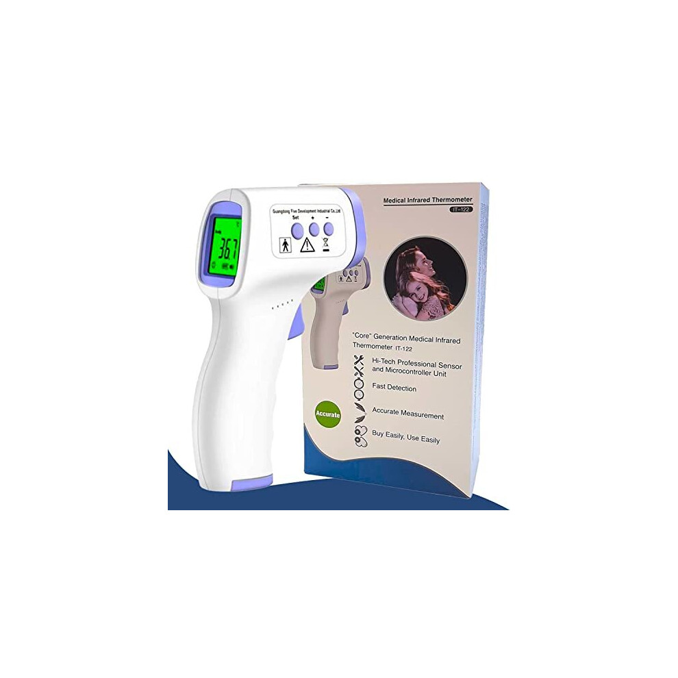 Infrared Thermometer, Contactless Forehead Fever Thermometer, Digital Thermometer for Baby, Children & Adults, 1 Sec Reading, Fever Alarm with 3 Color