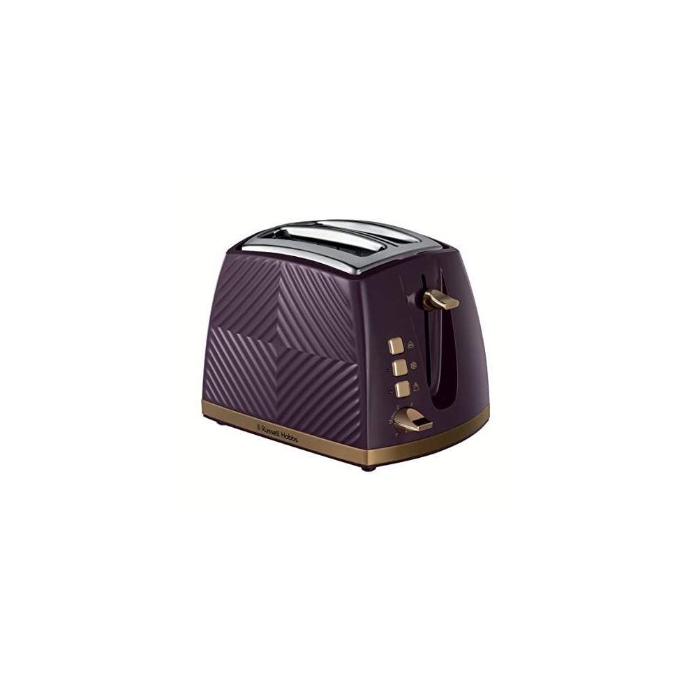 26393 Groove 2 Slice Toaster, Tactile 3D Design Bread Toaster with Frozen, Cancel and Reheat Settings, 850 Watts, Mulberry