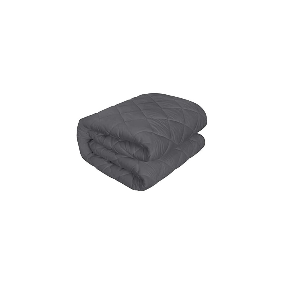 Quilted Fitted Mattress Pad King 150x200 cm, Mattress Cover, Mattress Topper, Mattress Protector Stretches up to 38 CM Deep - Not Waterproof (Grey)