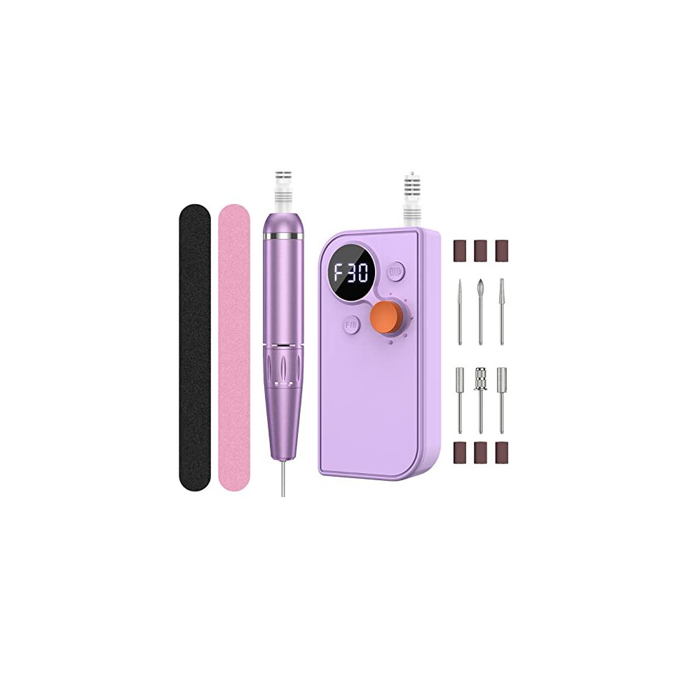Electric Nail Files Professional Nail Drill, Portable Nail Drill Machine for Acrylic Nail, 30000RPM Adjustable Speed Electric Manicure Pedicure Set,