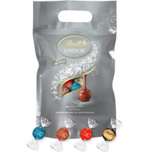 Lindor Chocolate Silver Truffles Bag - Approx 80 balls, 1 kg - Chocolate Truffles with a Smooth Melting Filling - Sharing Pouch - for Him and Her -