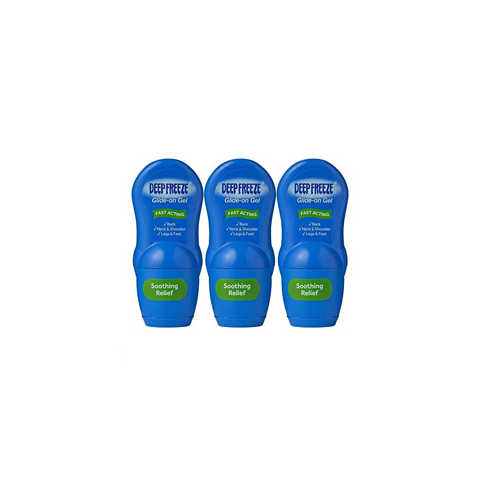 Deep Freeze Pain Relief Glide-On Gel, Cold Gel Roll On, 3 X 50G (Pack Of 3)