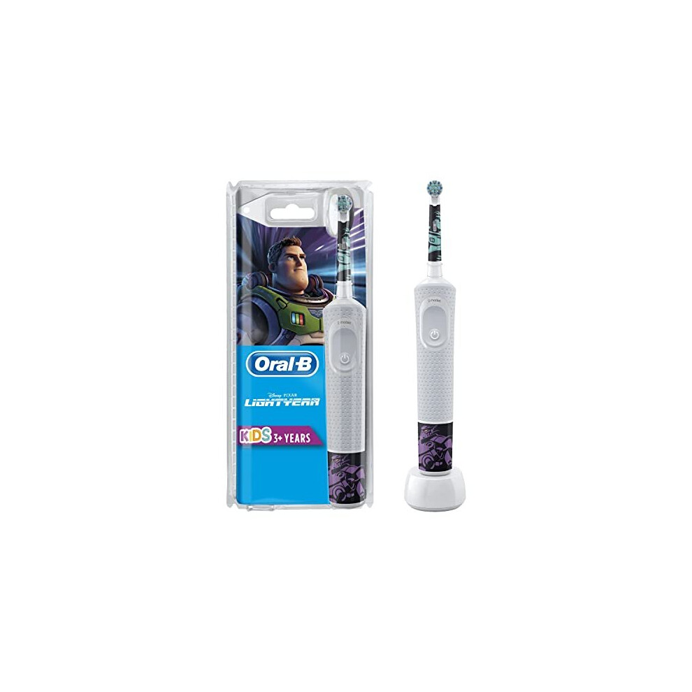Oral-B Kids Electric Toothbrush, Gifts For Kids, 1 Toothbrush Head, X4 Disney Lightyear Stickers, 2 Modes With Kid-Friendly Sensitive Mode, For Ages 3+, 2