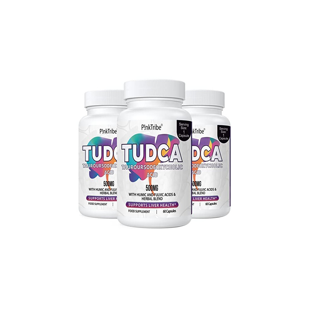 P!Nktribe Bile Salt Capsules Tudca 500Mg 180 Capsules, Tauroursodeoxycholic Acid With Humic And Fulvic Acids, Beet Root And More, Tudca Bile Salt Supplement For