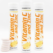 Vitamin C and Zinc Effervescent Tablets - 3 Packs of 20 Orange Flavoured Fizzy Dissolvable Tablets for a Healthy Immune System - Vegan - One-a-Day VIT