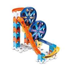 Marble Rush Fun Fair Set, Construction Toys for Kids, 5 Marbles and 26 Building Pieces, Electronic Track Set for Boys & Girls, Colour-Coded Building