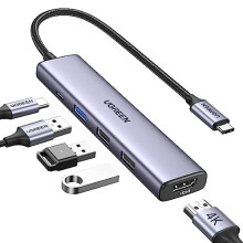 Revodok USB C Hub, 5-in-1 USB C Multiport Adapter with 100W PD, 4K HDMI, 3 USB-A Data Ports, Aluminum USB Type C Hub for M1/M2 MacBook Air, Galaxy S23