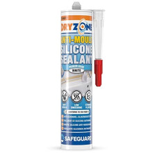 Dryzone Schimmelresistentes Sanitär Silikon (310 ml, Weiß) Langlebiges wasserfestes Silikon, geringer VOC-Gehalt für Badezimmer und Küchen