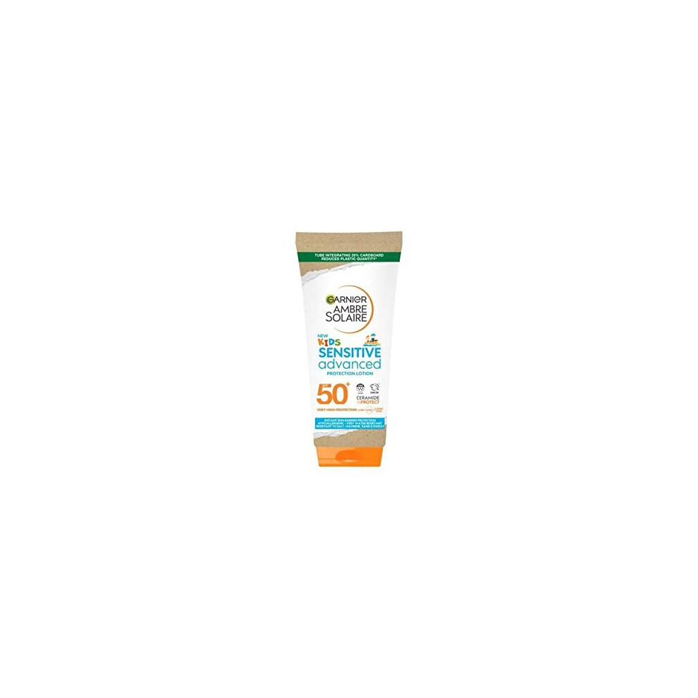 Ambre Solaire SPF 50+ Sensitive Advanced Kids Sun Cream, High Protection Against UVA & UVB, Non-Sticky Water-Resistant Sunscreen, for Face & Body,