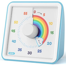 60 Minute Visual Timer for Kids, Silent Countdown Timer Clock Kids Timer for Teaching Cooking, Pomodoro Timer with Rainbow Design