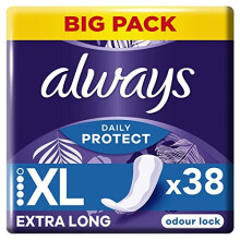 Always Daily Protect Extra Long Panty Liners - Odour Lock, Absorbent Core, Secure Fit & Side Protection - 4x38 Count