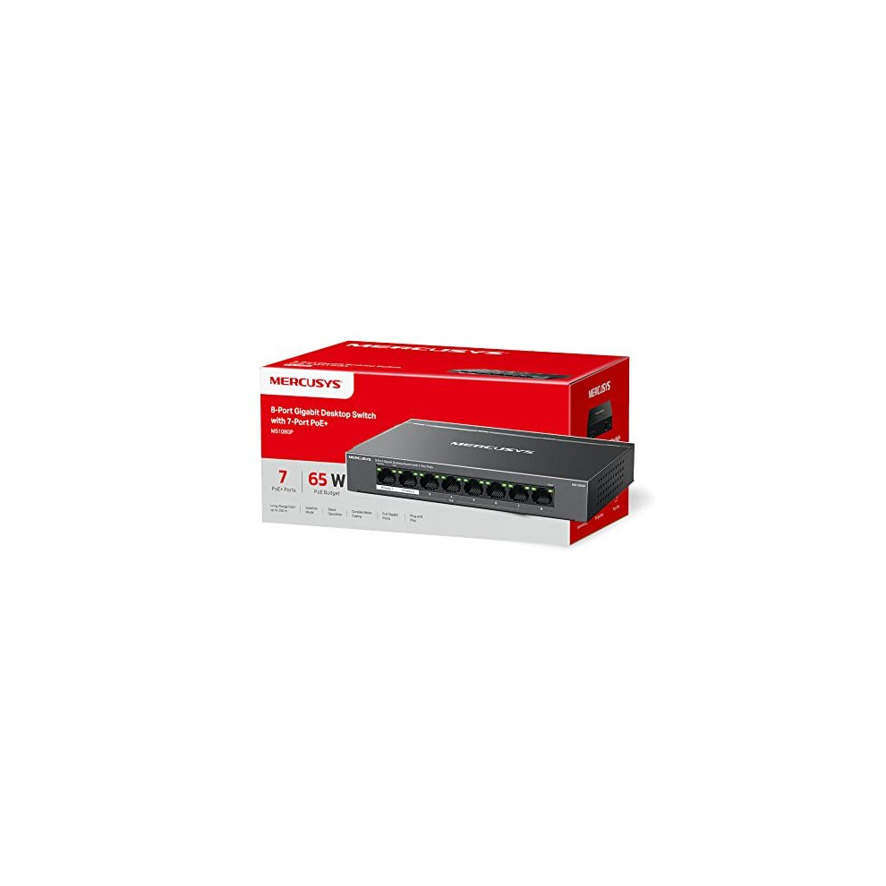 8-Port Gigabit Desktop Switch with 7-Port PoE+, PoE Power Budget 65W, compatible with 802.3af/at PDs, Power management, metal case, Plug & Play, No-image-OPC-PC9XGSV-NEW