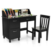 Kids Desk and Chair Set Wooden Children Study Writing Table Chair Set