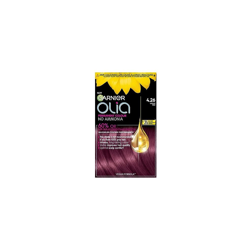 Olia Permanent Hair Dye, Up to 100% Grey Hair Coverage, No Ammonia, 60% Oils, Bold 4.26 Rose Violet