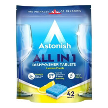 All In 1 Powerful Cleaning Dishwasher Tablets with Salt and Rinse Aid, Pack of 42 Tablets, Lemon Fresh