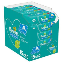 Fresh Clean Baby Wipes 15 Packs of 80 = 1200 Baby Wet Wipes, Baby Scent, Also Great For Hands And Face