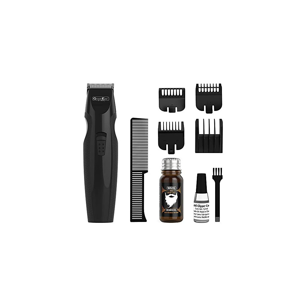 GroomEase Beard Trimmer, Men's Trimmer, Stubble Trimmer for Men, Smooth Cutting Trimmer, Cordless Trimmer, Trimmer Set, Beard Oil, Beard