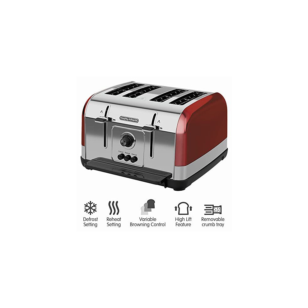 venture-red-4-slice-toaster---defrost-setting---high-lift-feature---240133