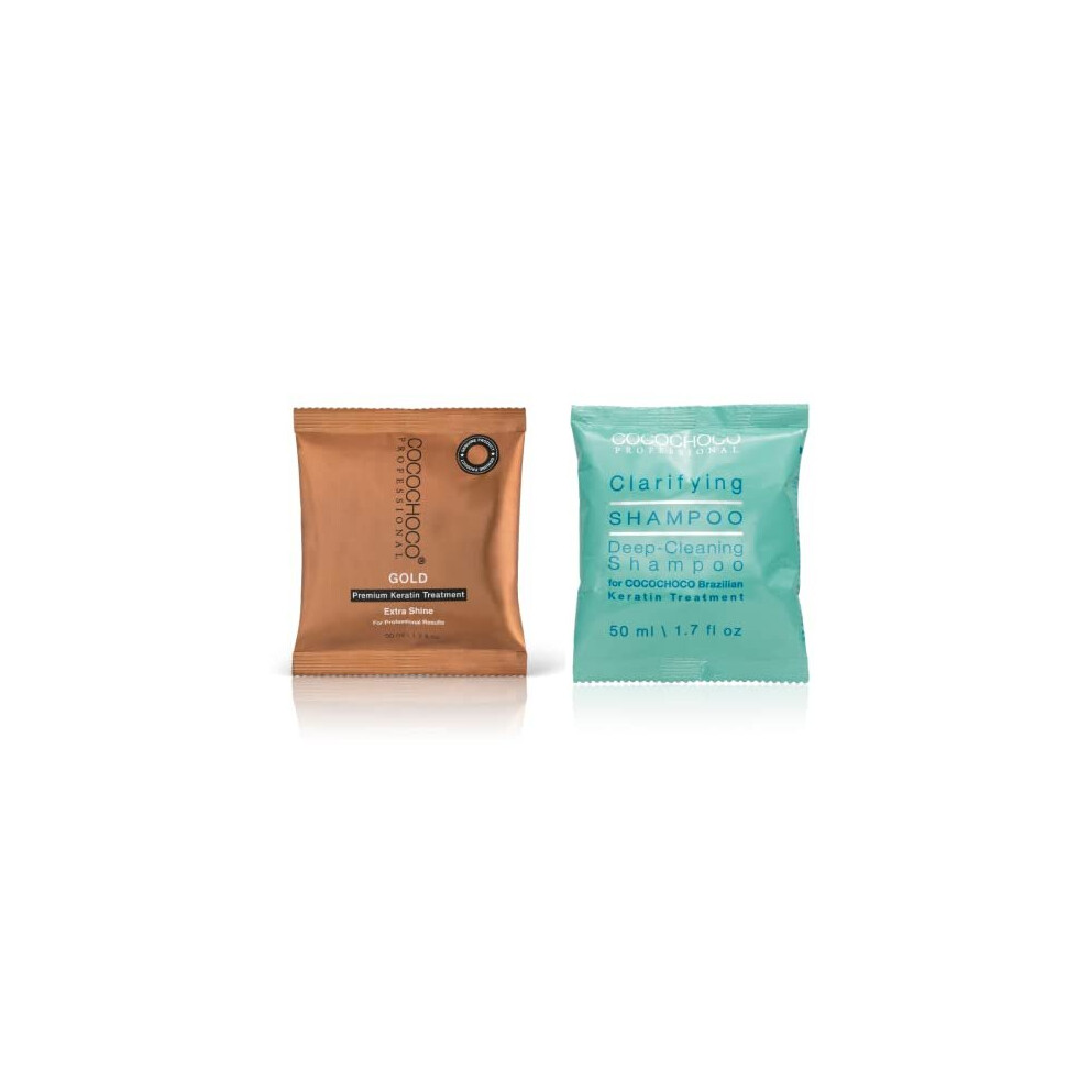 Cocochoco Gold Brazilian Keratin Hair Treatment KIT 50 ml Treatment & 50 ml Clarifying Shampoo