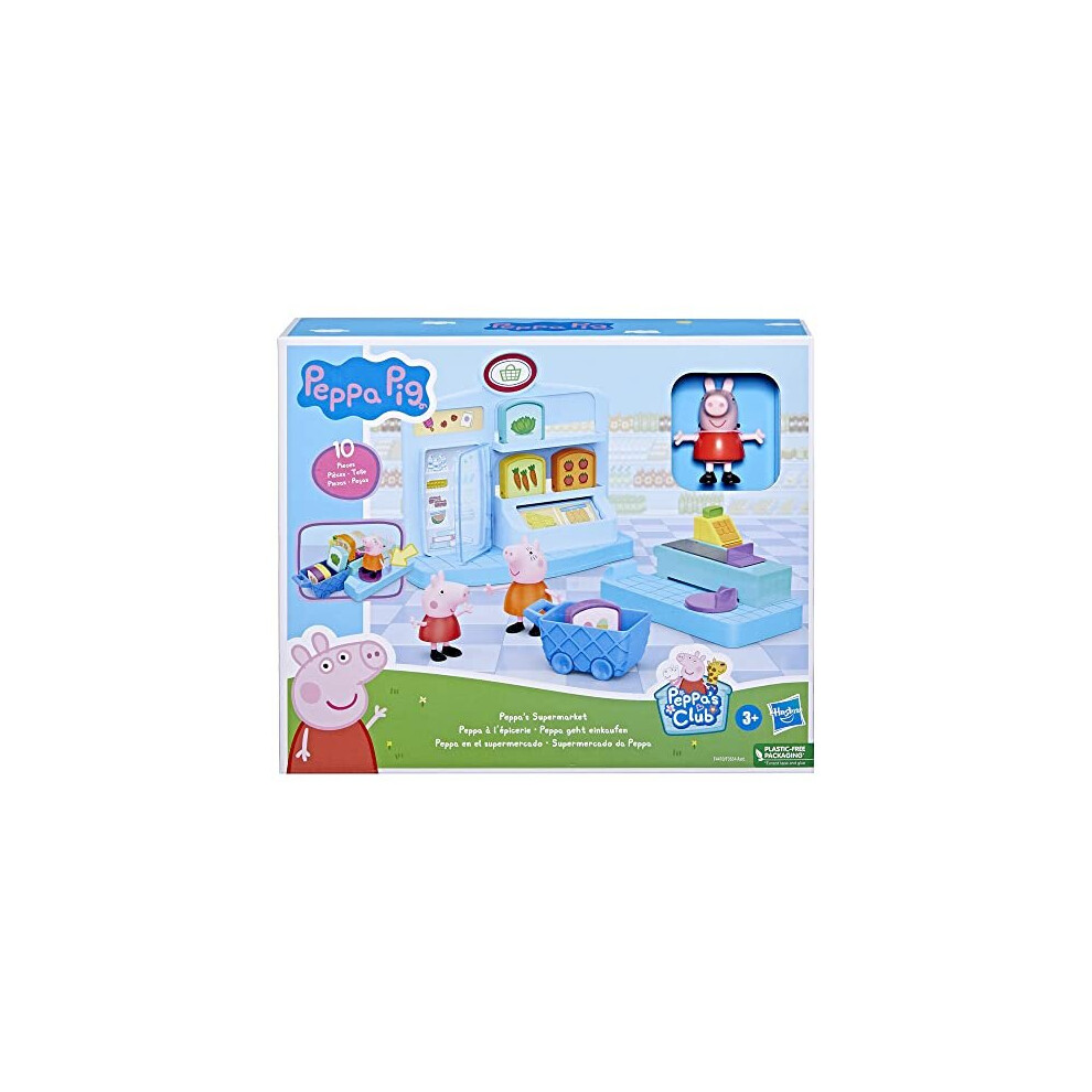 Peppa s Adventures Peppa s Supermarket Playset Preschool Toy 2 Figures 8 Accessories for Ages 3 and Up Multicolor