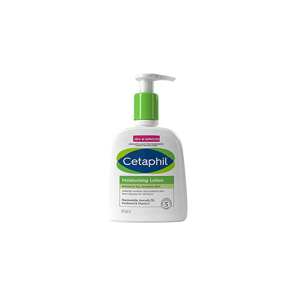 Cetaphil Face & Body Moisturiser, 473Ml, Moisturising Lotion For Normal To Dry, Sensitive Skin, With Niacinamide & Vitamin E