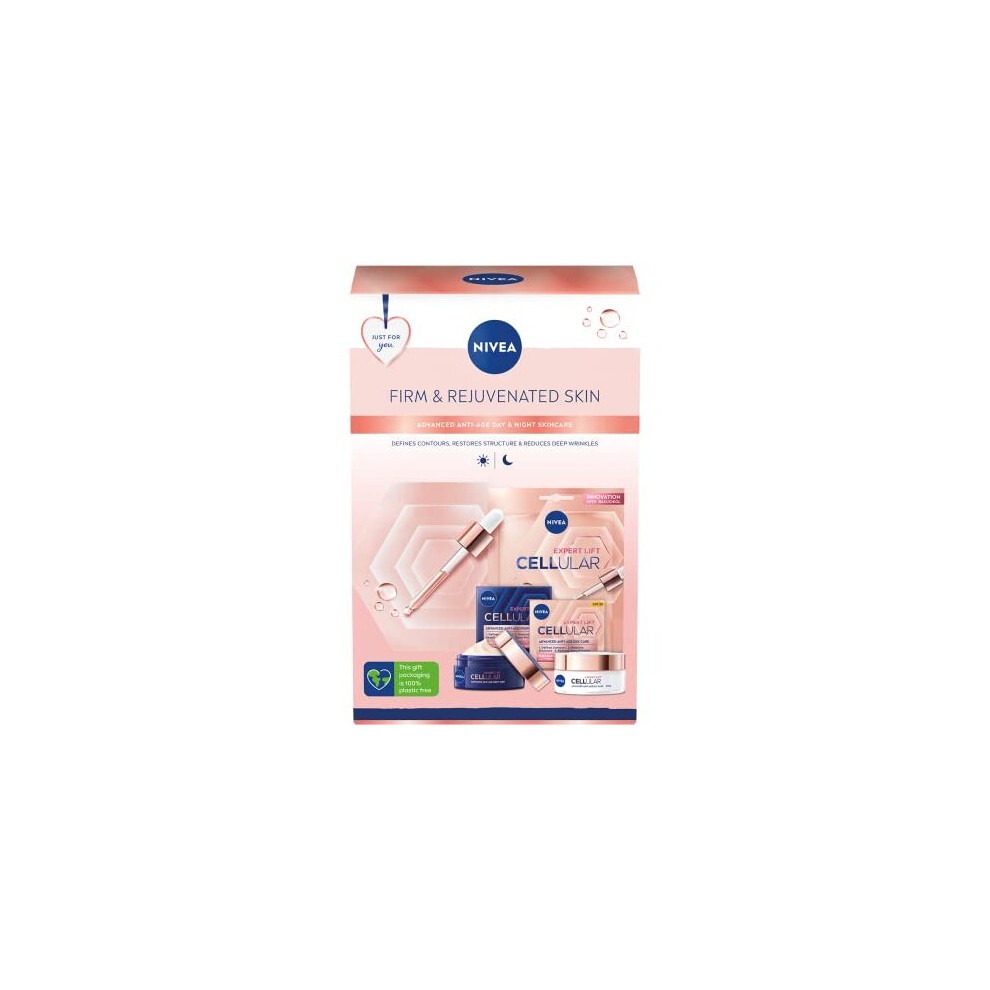 Firm and Rejuvenated Gift Set, NIVEA Gift Set Includes Bakuchiol-Enriched Cellular Expert Lift Day Cream, Night Cream, and Face Sheet Mask, Gifts for