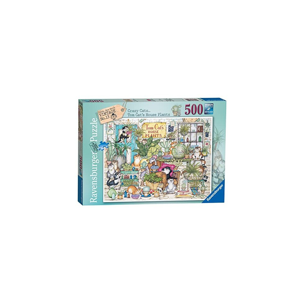 Crazy Cats - Tom Cat's House Plants 500 Piece Jigsaw Puzzle for Adults and Kids Age 10 Years Up