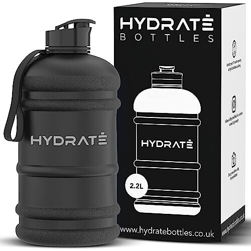 HYDRATE XL Jug 2.2 Litre - BPA Free, Flip Cap, Leak Proof Extra Strong Material Big Bottle Ideal for Gym, Adults, Clear Large Sports Water Container (Matte