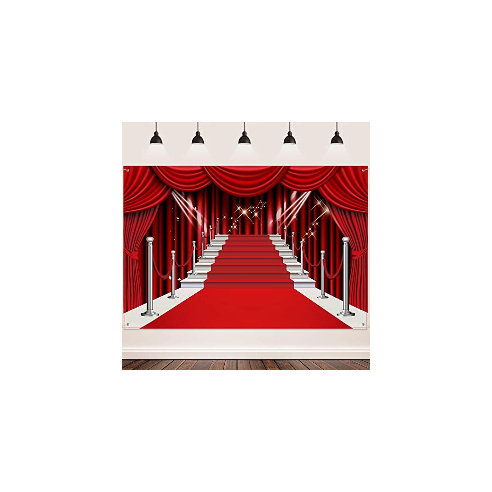 Red Curtain Backdrop Banner, Large Red Carpet Fabric Photography Backdrop Customized Photo Background Studio Prop for Party Decorations, 6 x 4 Ft