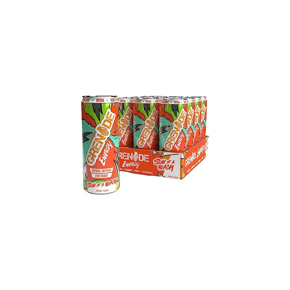 Sun Of A Beach Sugar-Free Energy Drink, 330 Ml, Natural Caffeine, Taurine, Bcaas & Electrolytes, Zero Sugar, Zero Calories Grenade