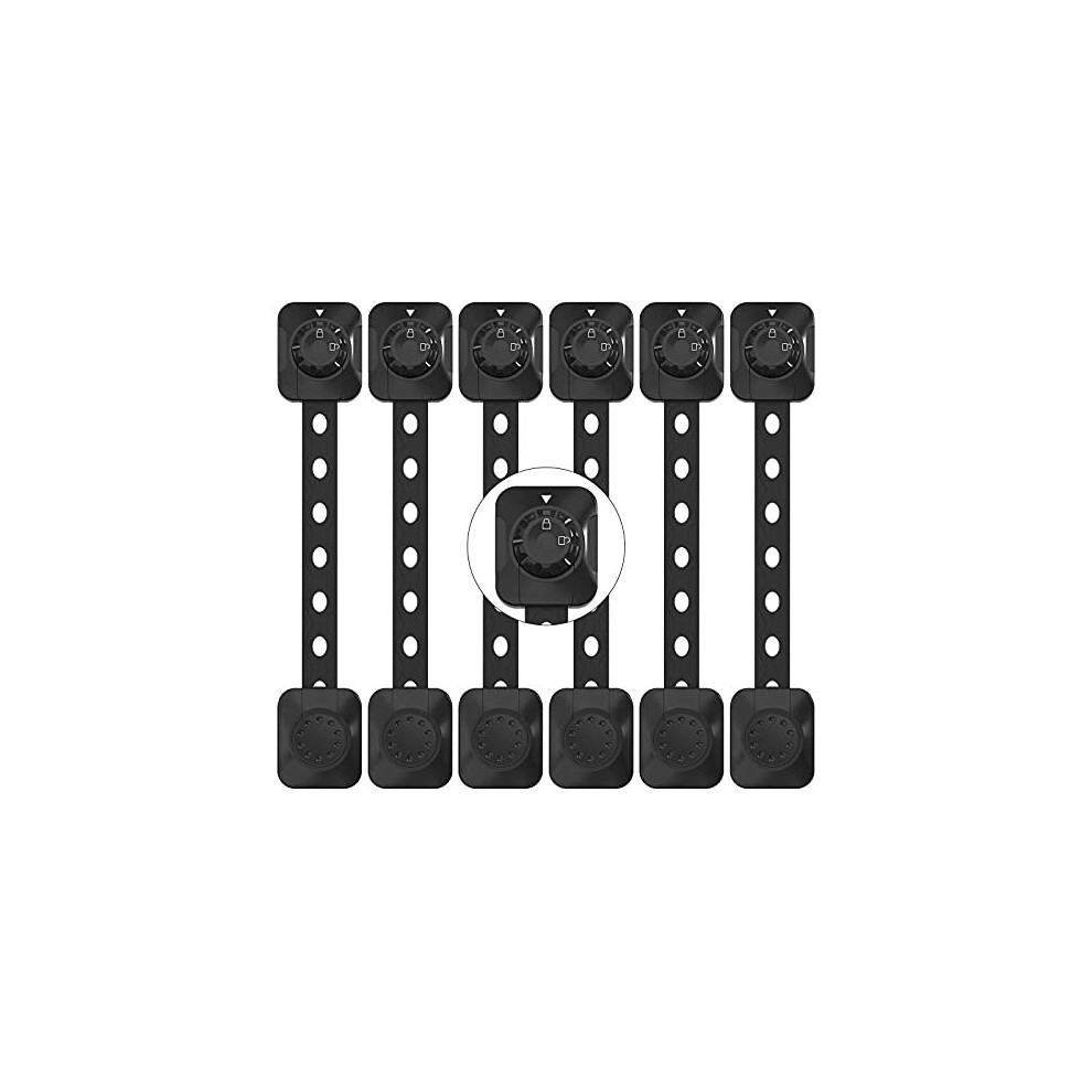 Adjustable Child Safety Locks, 6Pcak Baby Proofing Cabinet Locks, Upgraded Adhesive Double Lock System Locks for Cabinets, Drawer, Closet, Fridge,