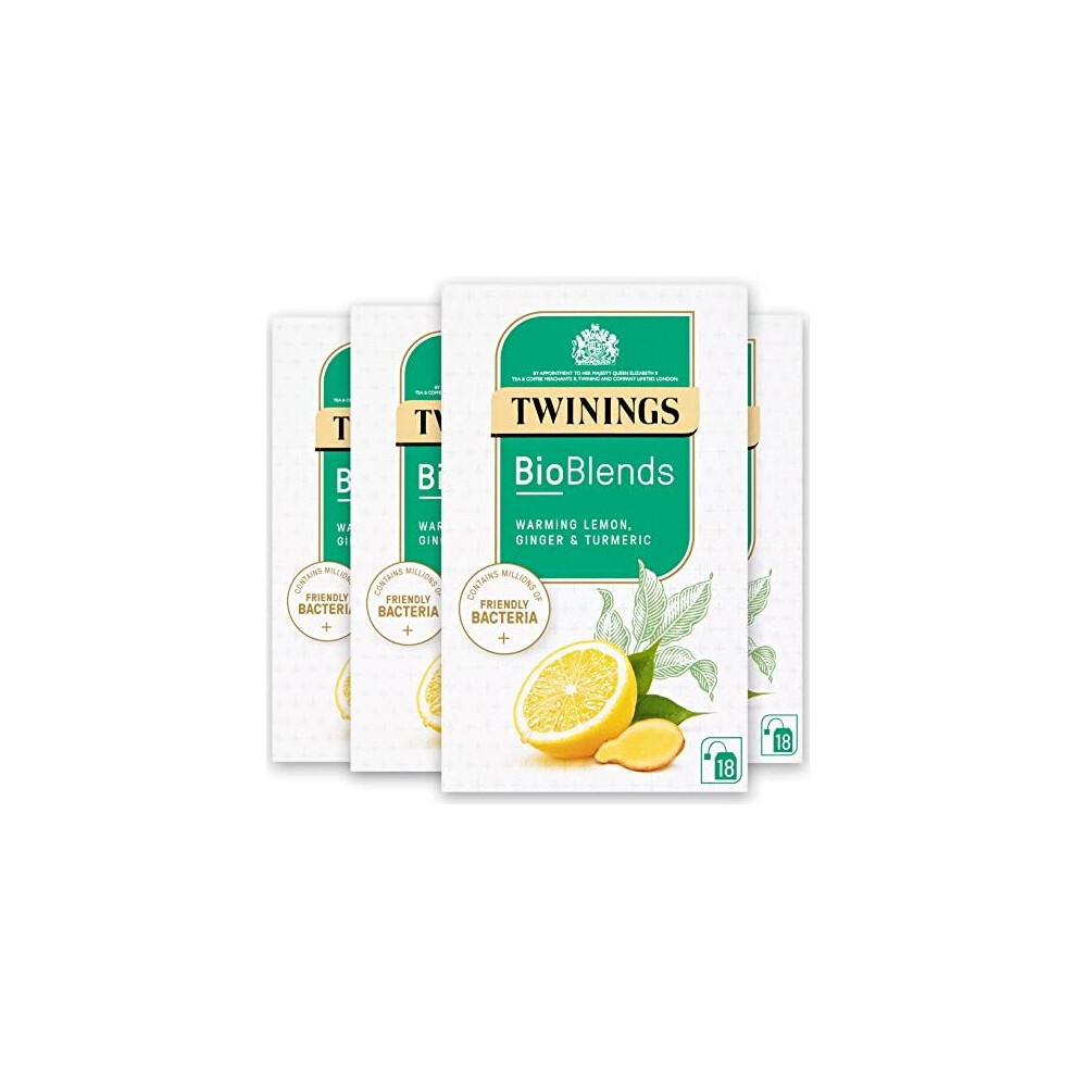 Bioblends Lemon, Ginger and Turmeric Tea with Friendly Bacteria, 72 Tea Bags (Multipack of 4 x 18 Teabags)